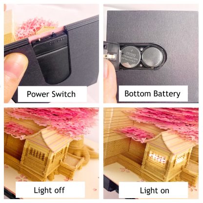  Cherry Blossom Tree House - 3D Memo Pad with Light-Book Nook World