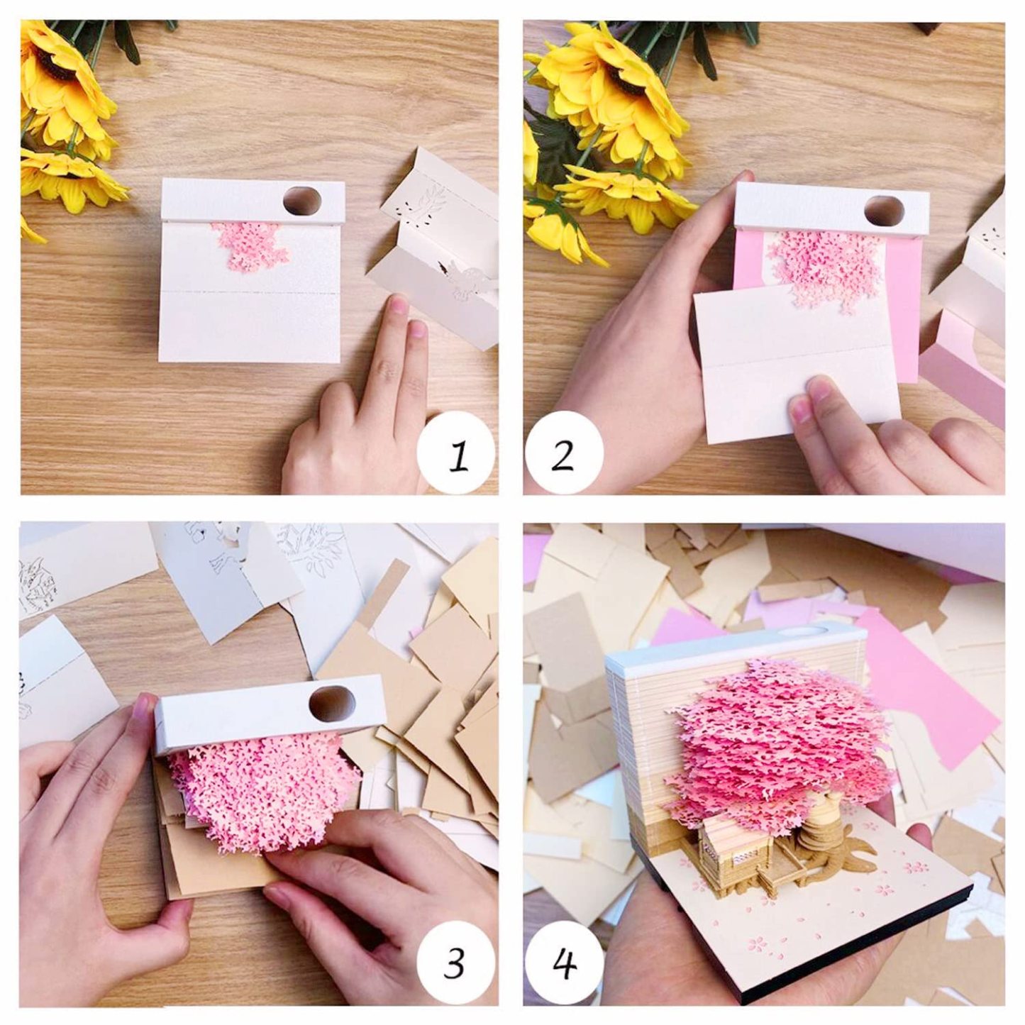  Cherry Blossom Tree House - 3D Memo Pad with Light-Book Nook World