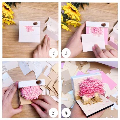  Cherry Blossom Tree House - 3D Memo Pad with Light-Book Nook World