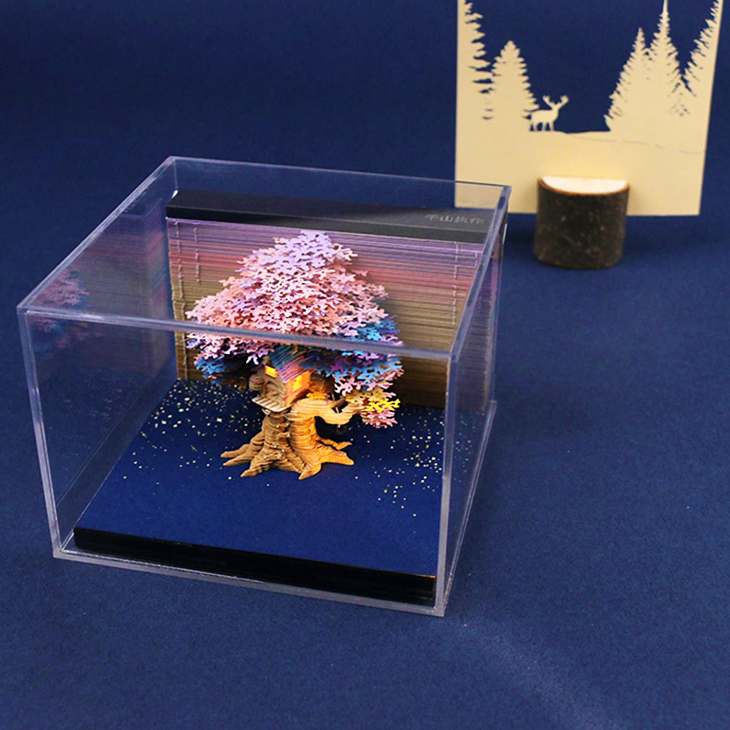 Cherry Blossom Fantasy - 3D Memo Pad with LED Light（Multicolored）-Book Nook World
