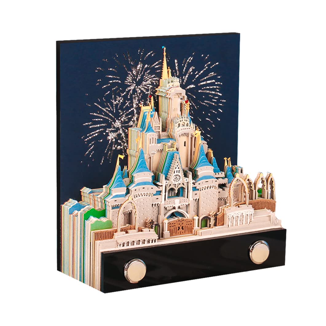 2023 Cinderella Castle 3D Paper Memo Pad Desk Decoration DIY Creative  Birthday Gift(Without Led Light)
