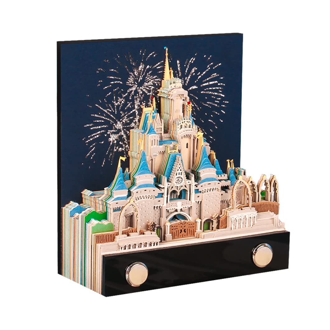 2023 Cinderella Castle 3D Paper Memo Pad Desk Decoration DIY Creative Birthday Gift(Without Led Light)-Book Nook World