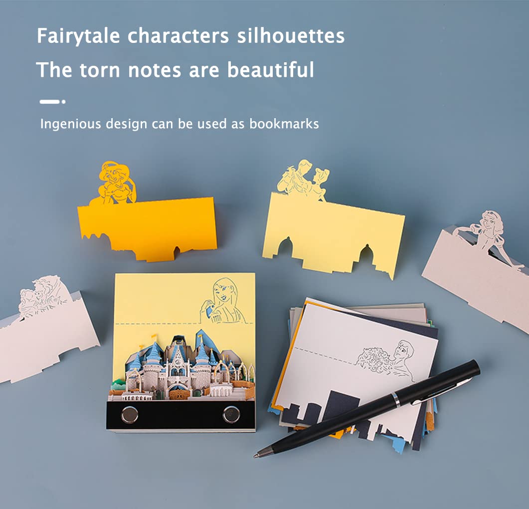 2023 Cinderella Castle 3D Paper Memo Pad  Desk Decoration DIY Creative Birthday Gift(Without Led Light)-Book Nook World