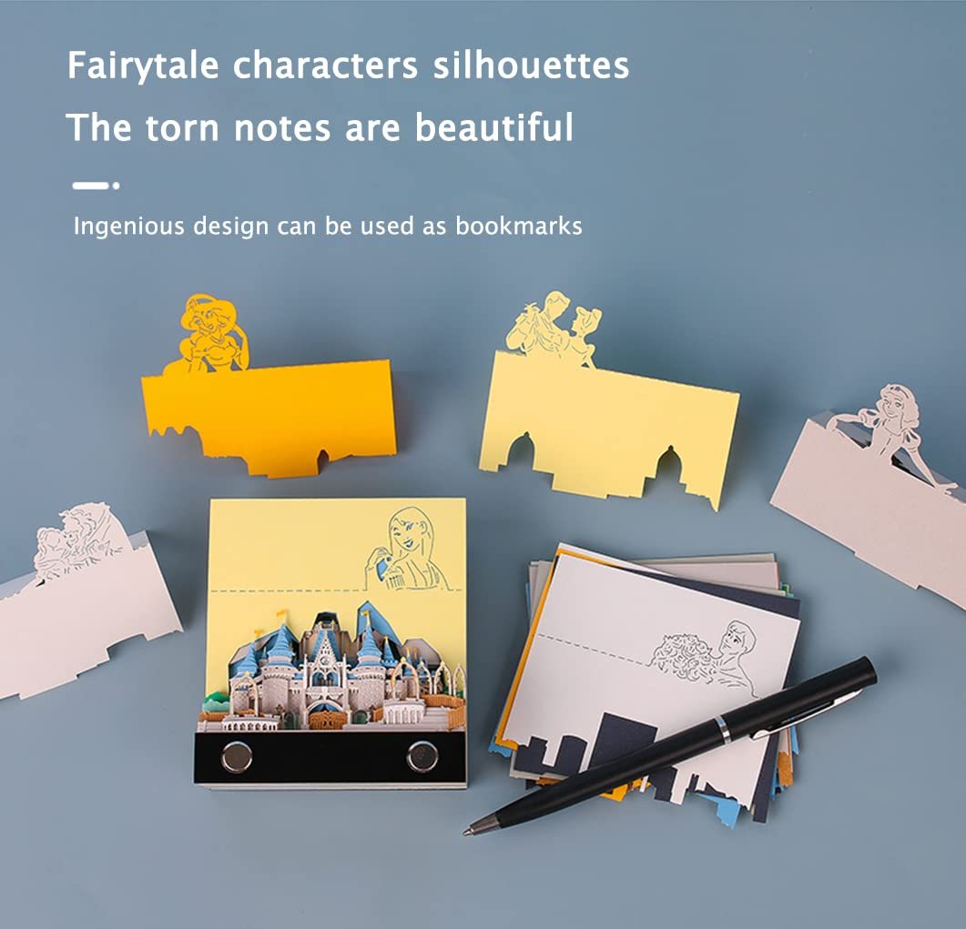 2023 Cinderella Castle 3D Paper Memo Pad Desk Decoration DIY Creative Birthday Gift(Without Led Light)-Book Nook World