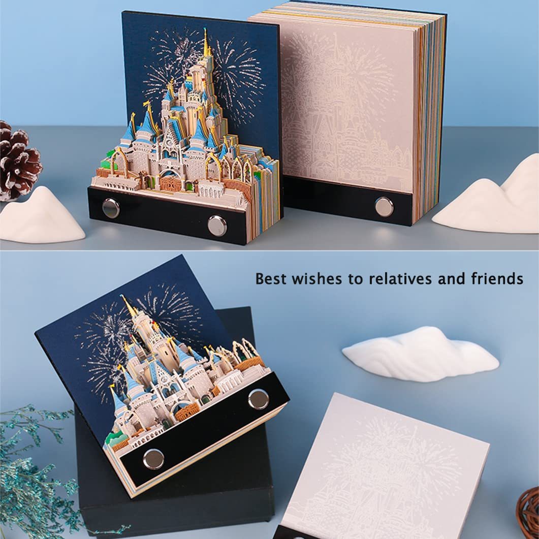 2023 Cinderella Castle 3D Paper Memo Pad Desk Decoration DIY Creative Birthday Gift(Without Led Light)-Book Nook World