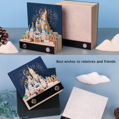 2023 Cinderella Castle 3D Paper Memo Pad  Desk Decoration DIY Creative Birthday Gift(Without Led Light)-Book Nook World