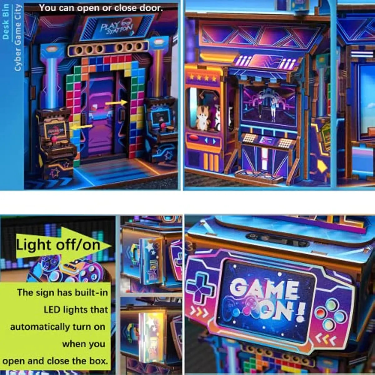  DIY Wooden Storage Box, Automatic Lid Opening Device-Book Nook World