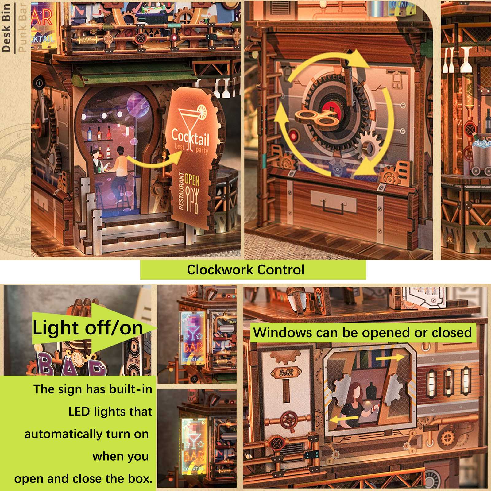  DIY Wooden Storage Box, Automatic Lid Opening Device-Book Nook World