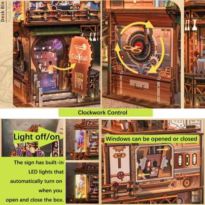  DIY Wooden Storage Box, Automatic Lid Opening Device-Book Nook World