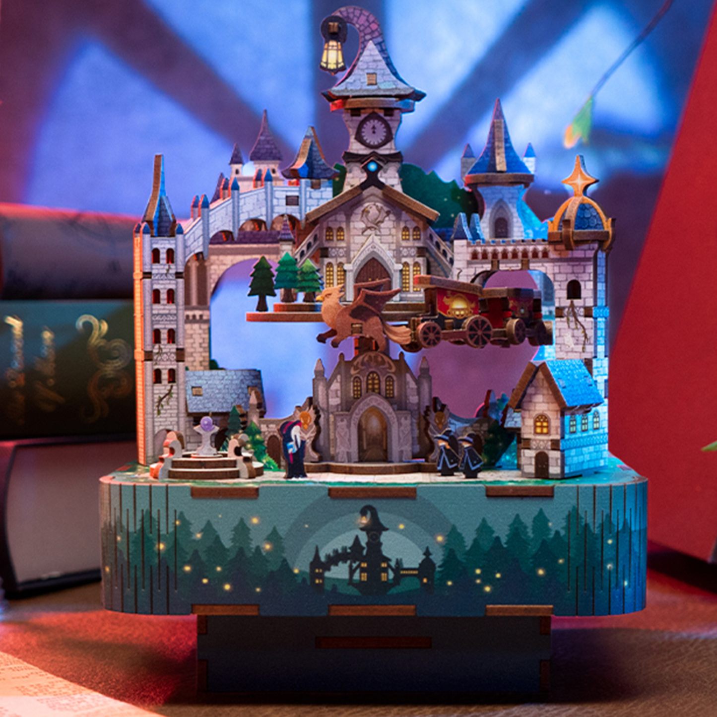 Magic Castle DIY Mechanical Music Box with Maglev Train-Book Nook World