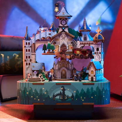 Magic Castle DIY Mechanical Music Box with Maglev Train-Book Nook World