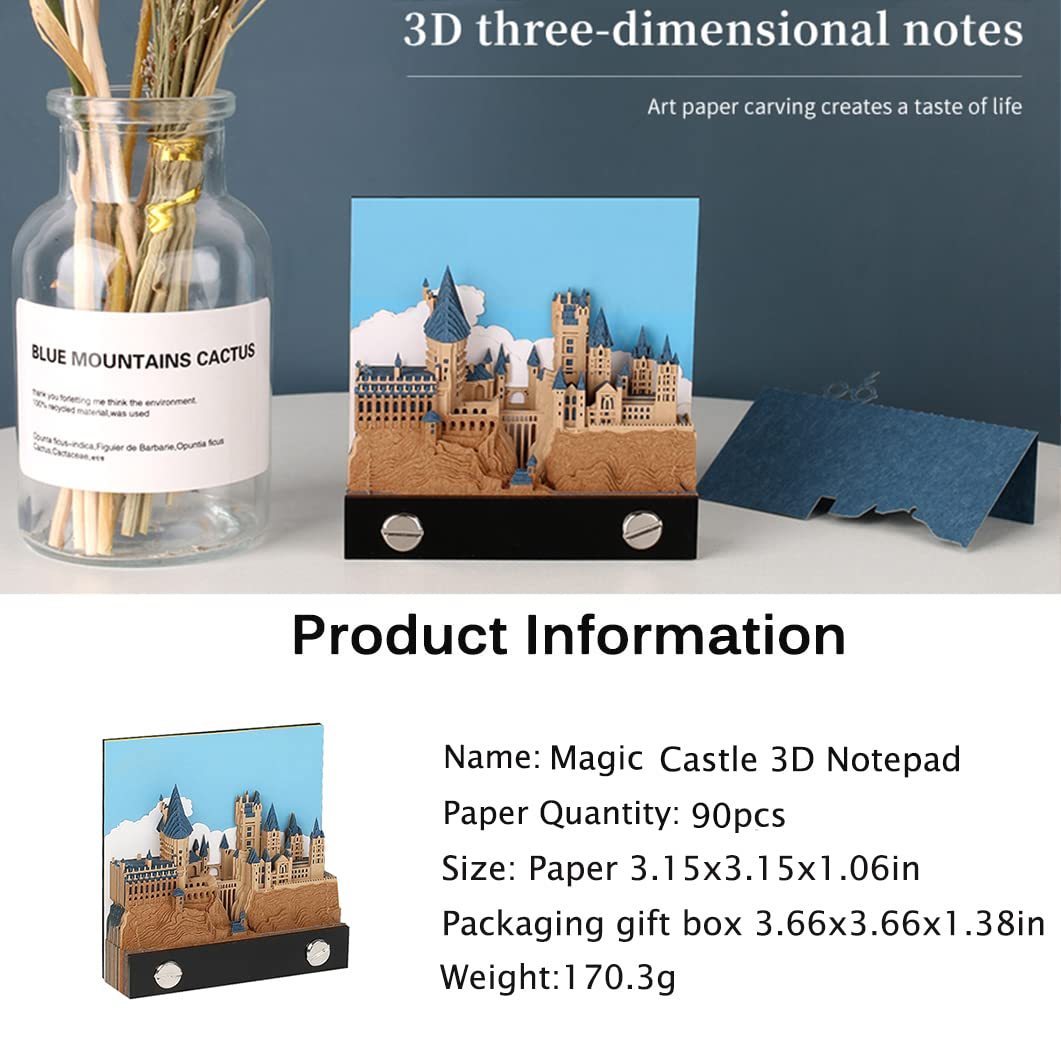 2023 Magic Castle - 3D Paper Memo Pad Desk Decoration DIY Creative Birthday Gift(Without Led Light)-Book Nook World