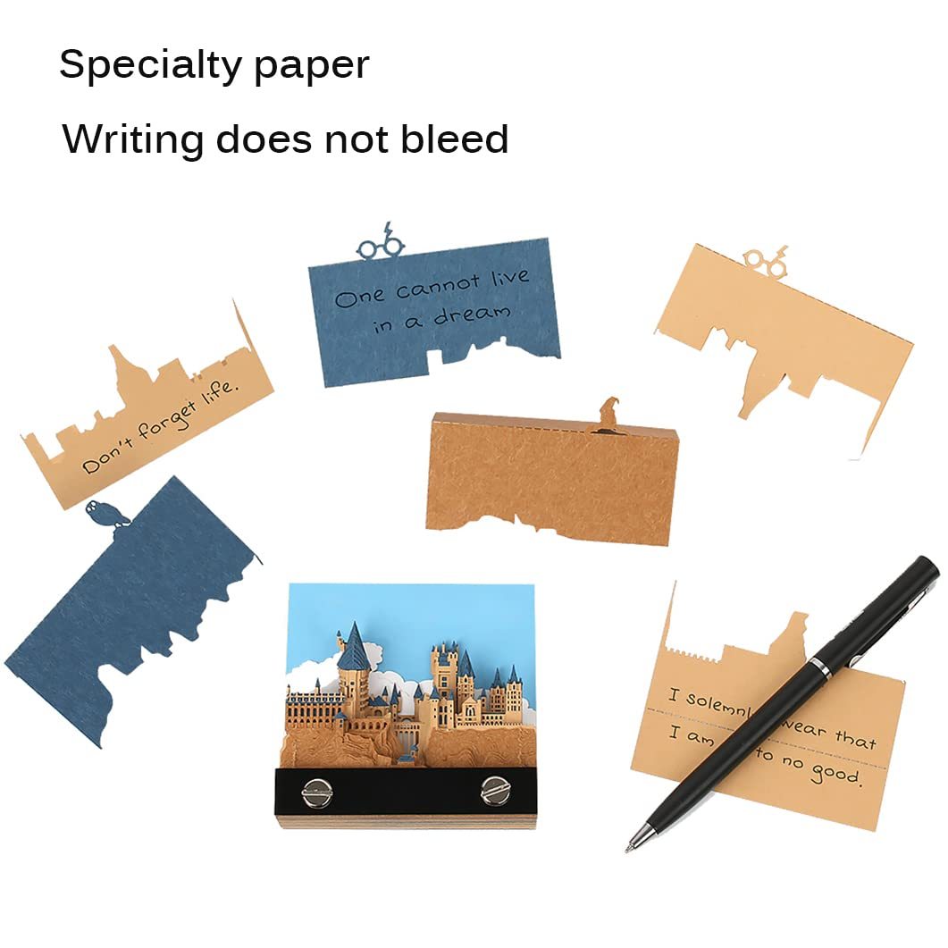2023 Magic Castle - 3D Paper Memo Pad  Desk Decoration DIY Creative Birthday Gift(Without Led Light)-Book Nook World
