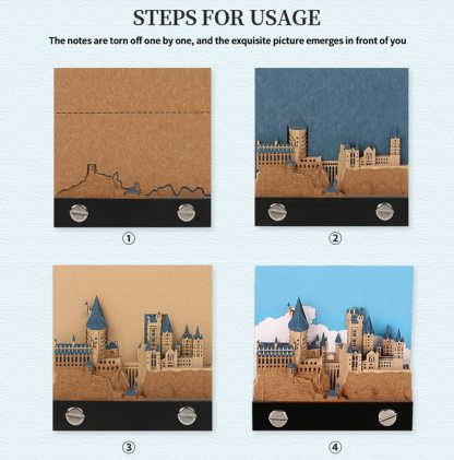 2023 Magic Castle - 3D Paper Memo Pad  Desk Decoration DIY Creative Birthday Gift(Without Led Light)-Book Nook World