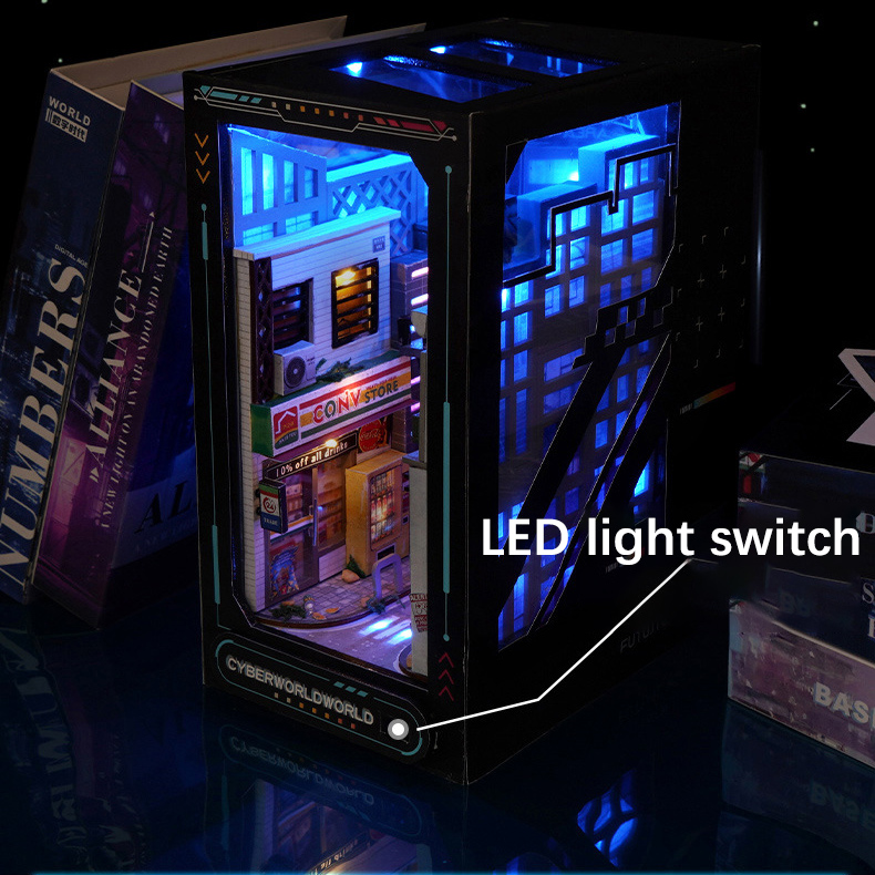 Cyberpunk DIY Book Nook Kit (45 LEDs)-Book Nook World