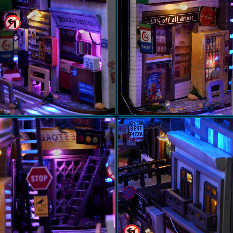 Cyberpunk DIY Book Nook Kit (45 LEDs)-Book Nook World