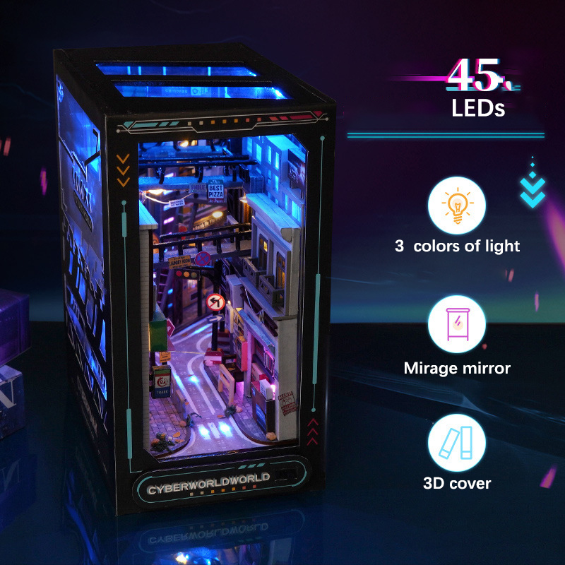 Cyberpunk DIY Book Nook Kit (45 LEDs)-Book Nook World