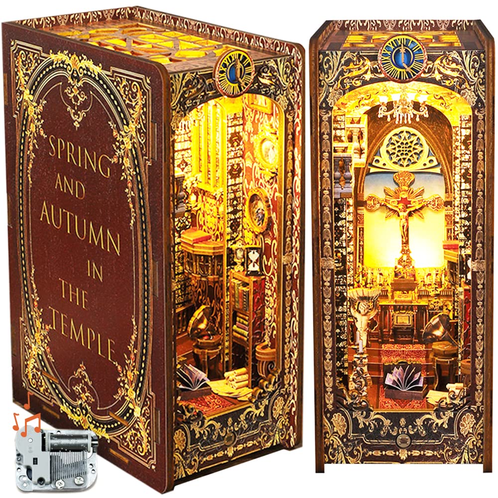 Sacred Serenity DIY Book Nook Kit with Human Sensor LED Light (With Music Box)-Book Nook World