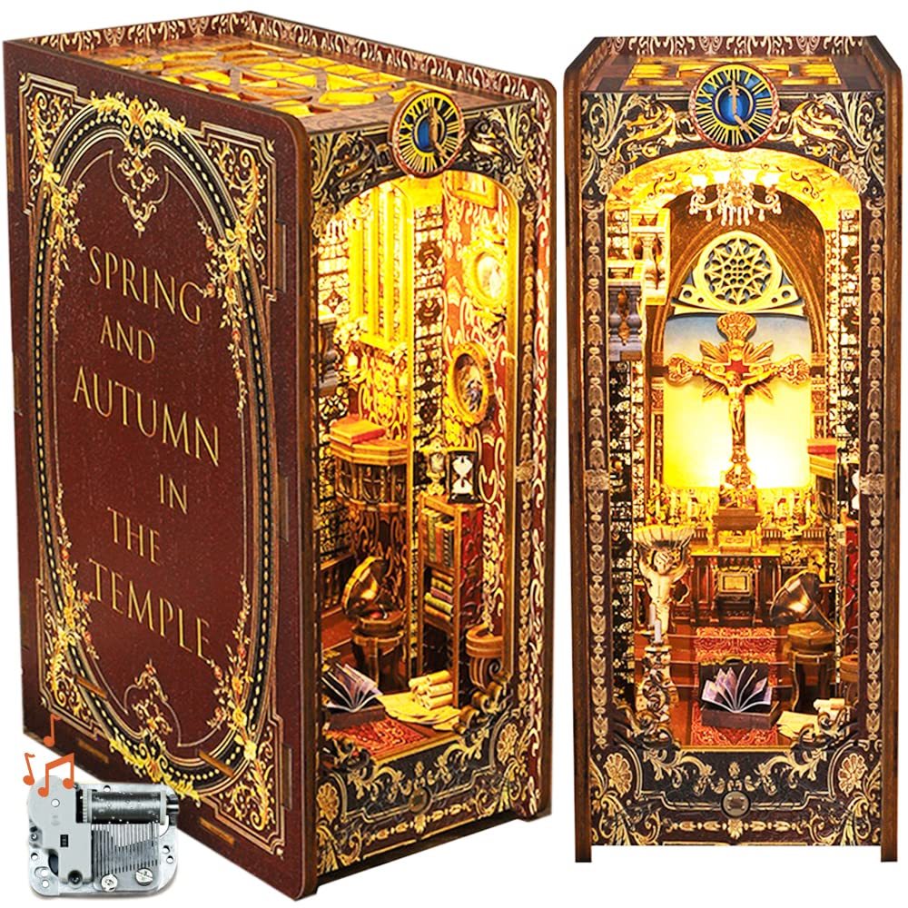 Sacred Serenity DIY Book Nook Kit with Human Sensor LED Light (With Music Box)-Book Nook World