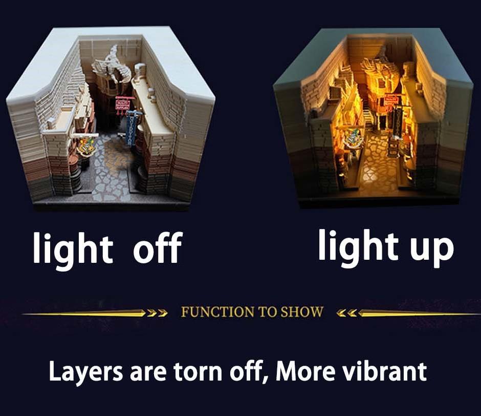 3D Diagon Alley Memo Pad  (Led Light Version)-Book Nook World