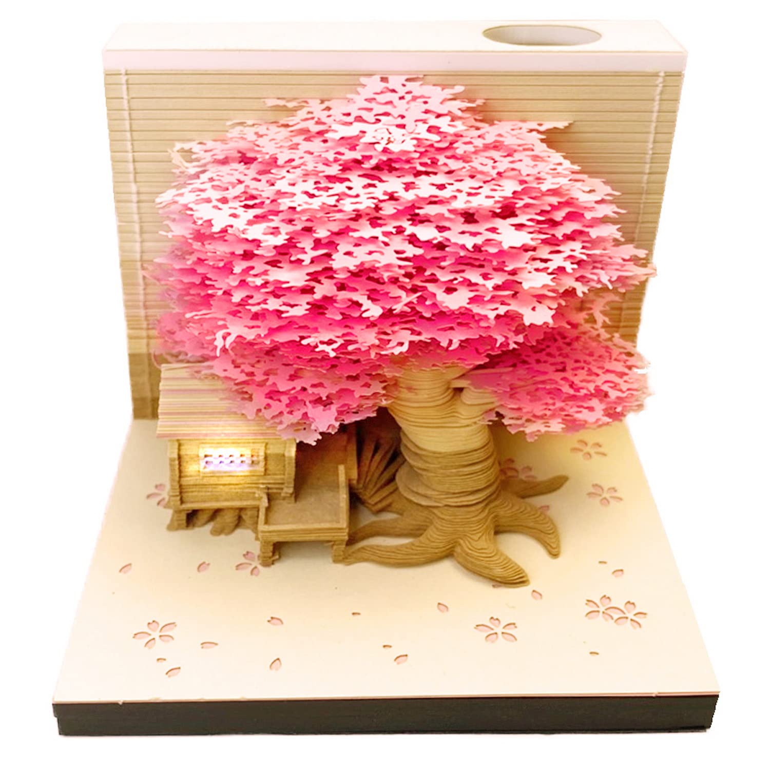  Cherry Blossom Tree House - 3D Memo Pad with Light-Book Nook World