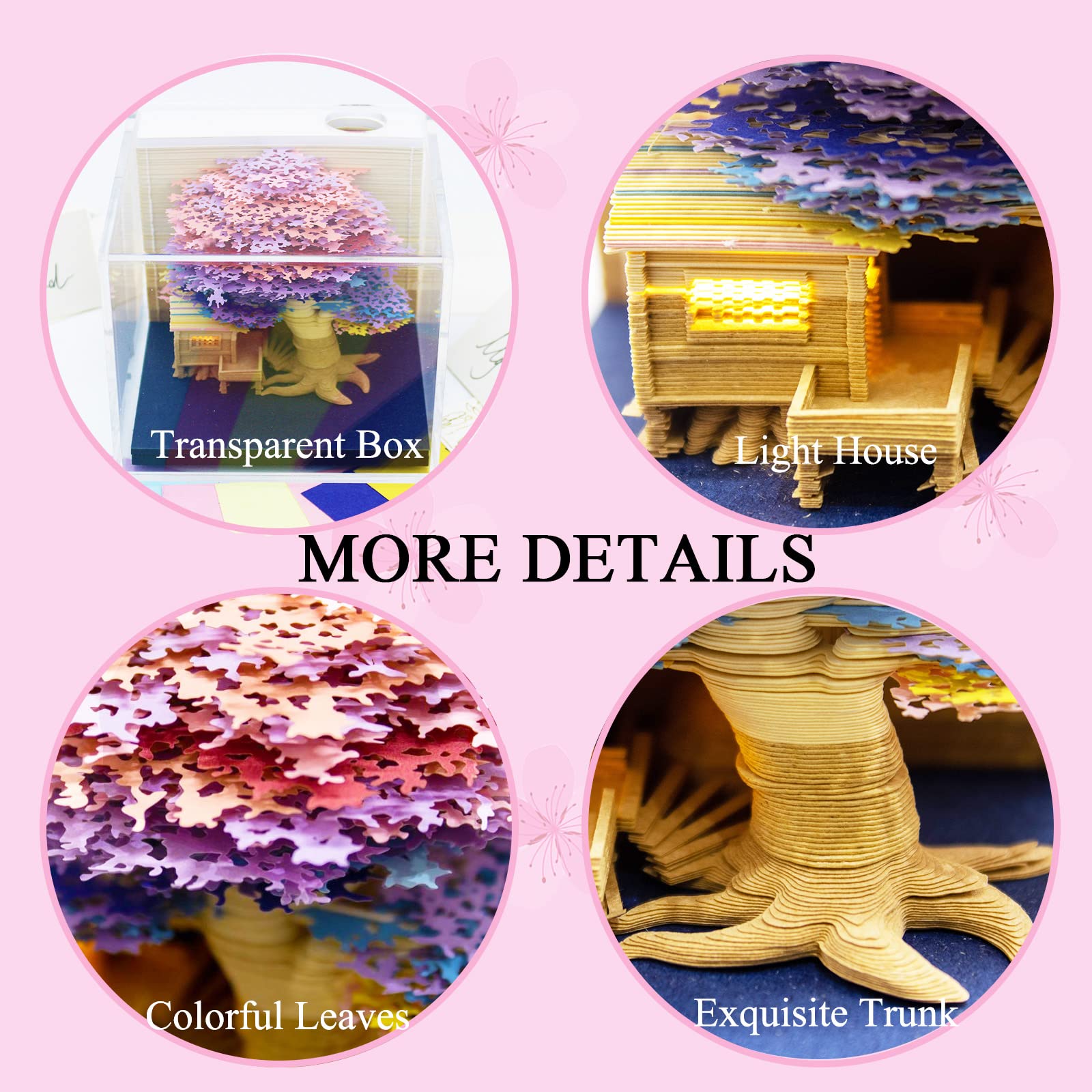  Cherry Blossom Tree House - 3D Memo Pad with Light-Book Nook World