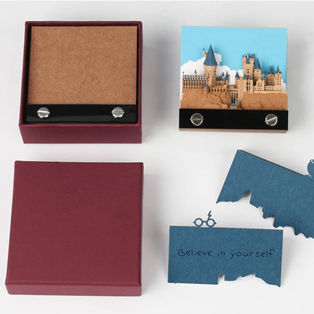 3D Sticky Note Paper Memo Pad,Fantasy Castle Office Notepad Desk Decoration DIY Creative Birthday Gift-Book Nook World