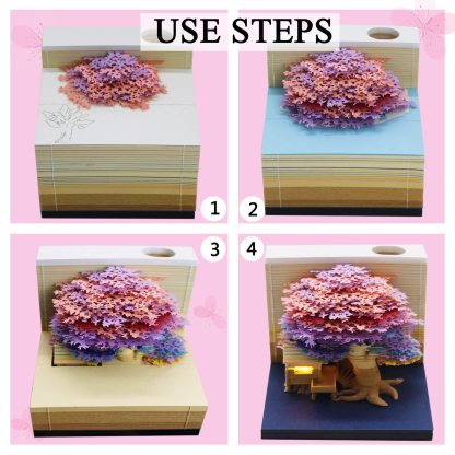  Cherry Blossom Tree House - 3D Memo Pad with Light-Book Nook World