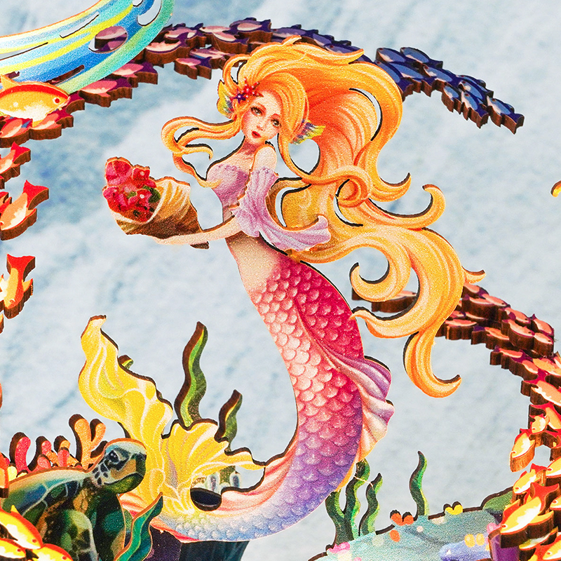 Ocean's Whisper: Mermaid Glow Fun Light - DIY Wooden Night Light, Fun DIY Projects,Home Decorations, Automatic Gradient Light Controller-Book Nook World