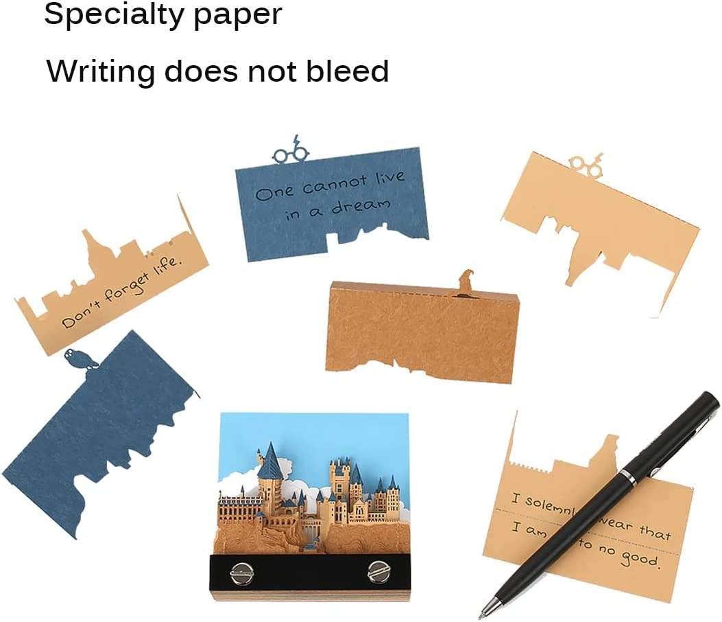 3D Sticky Note Paper Memo Pad,Fantasy Castle Office Notepad Desk Decoration DIY Creative Birthday Gift-Book Nook World