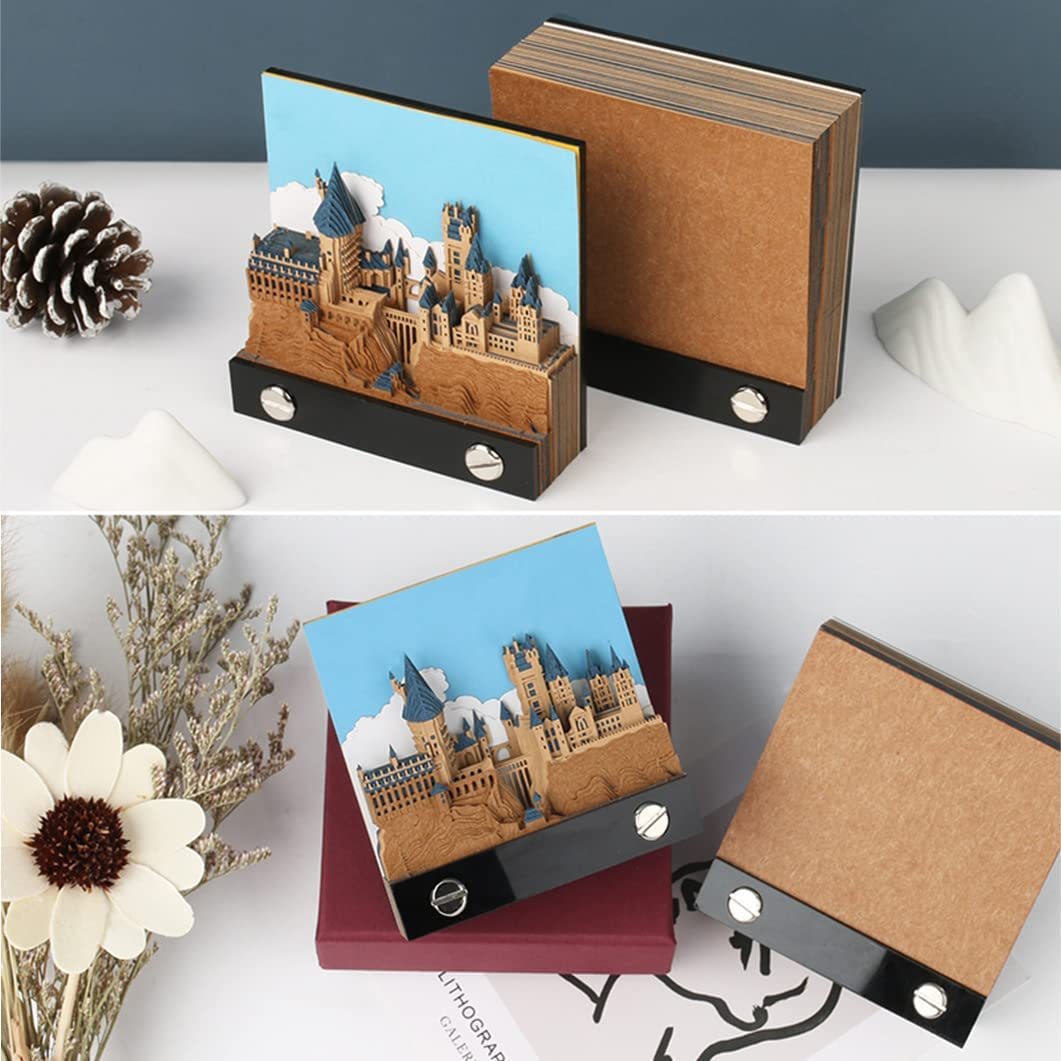 3D Sticky Note Paper Memo Pad,Fantasy Castle Office Notepad Desk Decoration DIY Creative Birthday Gift-Book Nook World