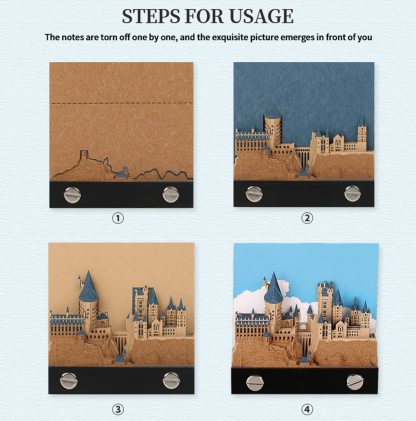 3D Sticky Note Paper Memo Pad,Fantasy Castle Office Notepad Desk Decoration DIY Creative Birthday Gift-Book Nook World