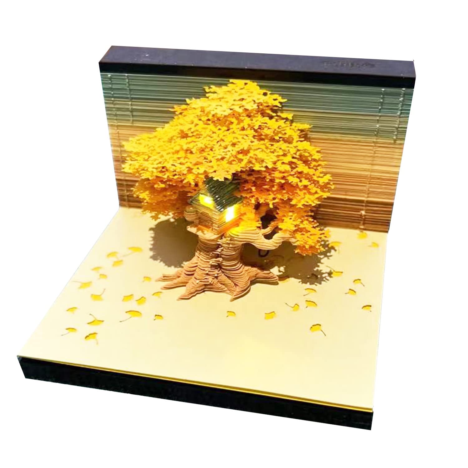 Cherry Blossom Fantasy - 3D Memo Pad with Led Light（Golden Autumn）-BOOK NOOK WORLD