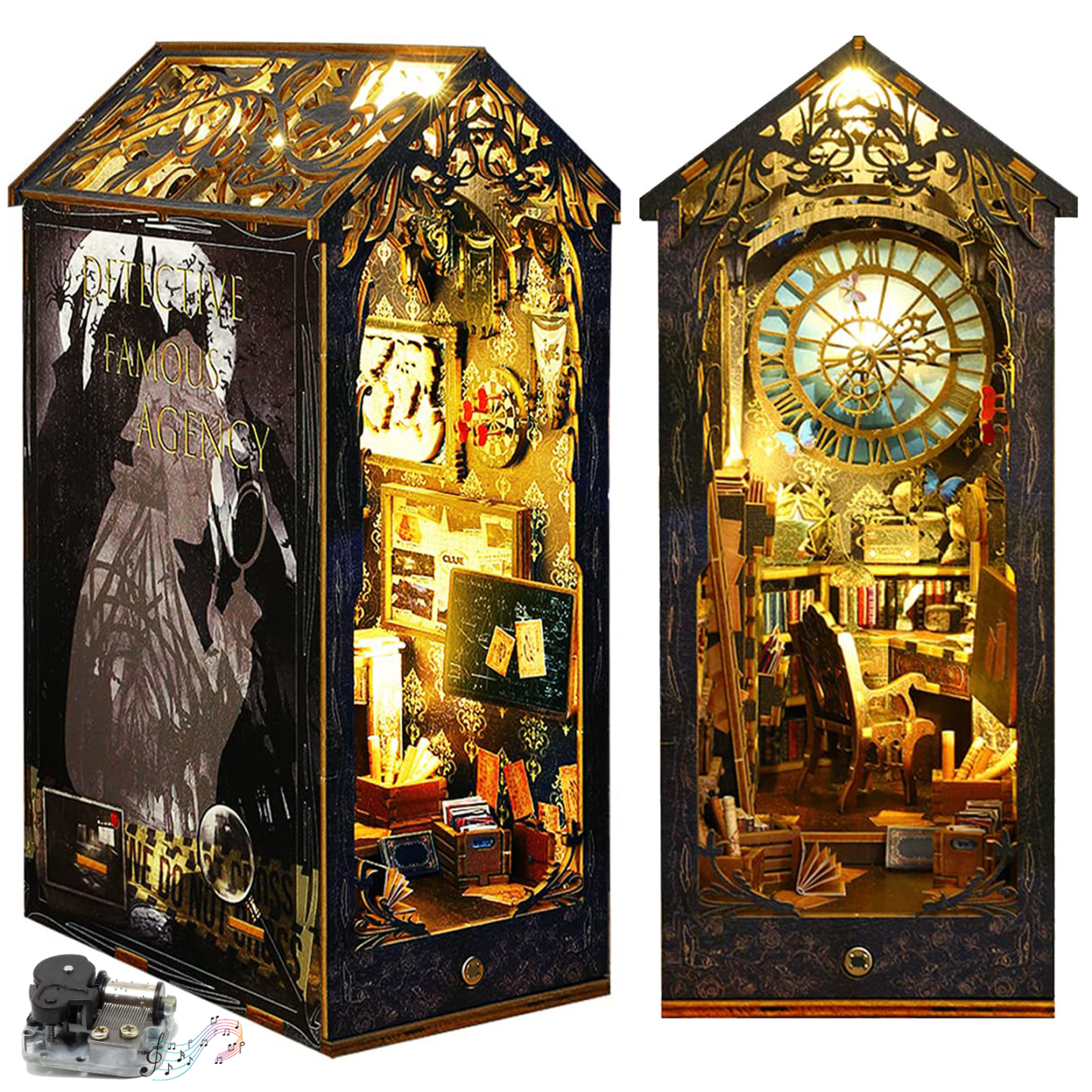 Detective Agency DIY Book Nook Kit (with Music Box)-Book Nook World