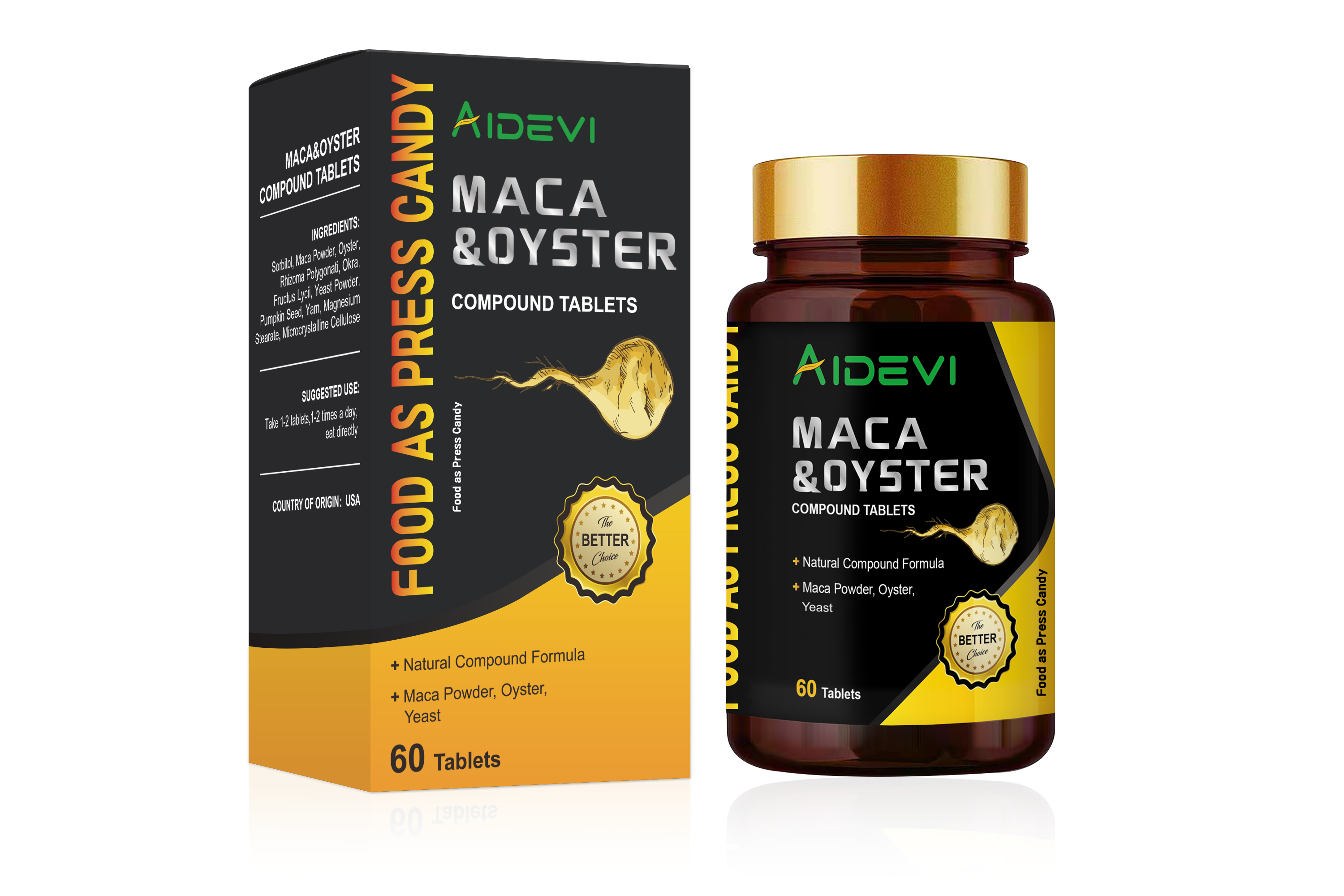 Aidevi Maca Oyster Compound Tablets Dietary Supplements Made In USA US American Imported