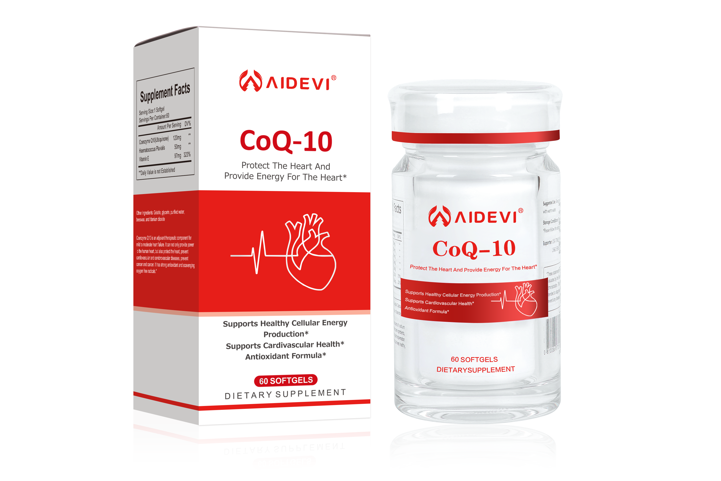 AIDEVI Coenzyme Q10 Capsules ( Advanced ) 120mg 60 Capsules per Bottle  Made In USA-AIDEVI