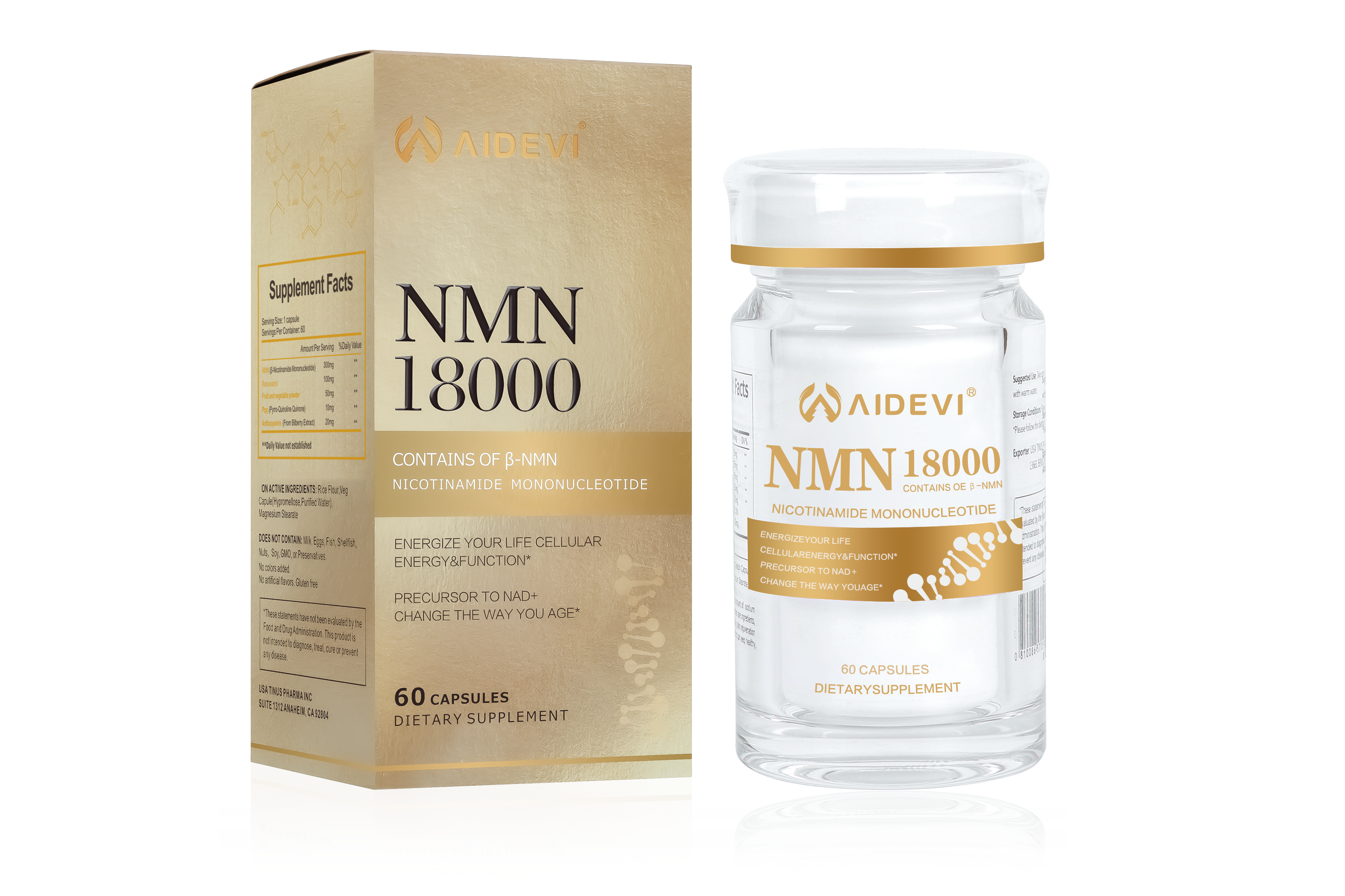 AIDEVI NMN18000 NMN β-Nicotinamide Mononucleotide Made In USA-AIDEVI