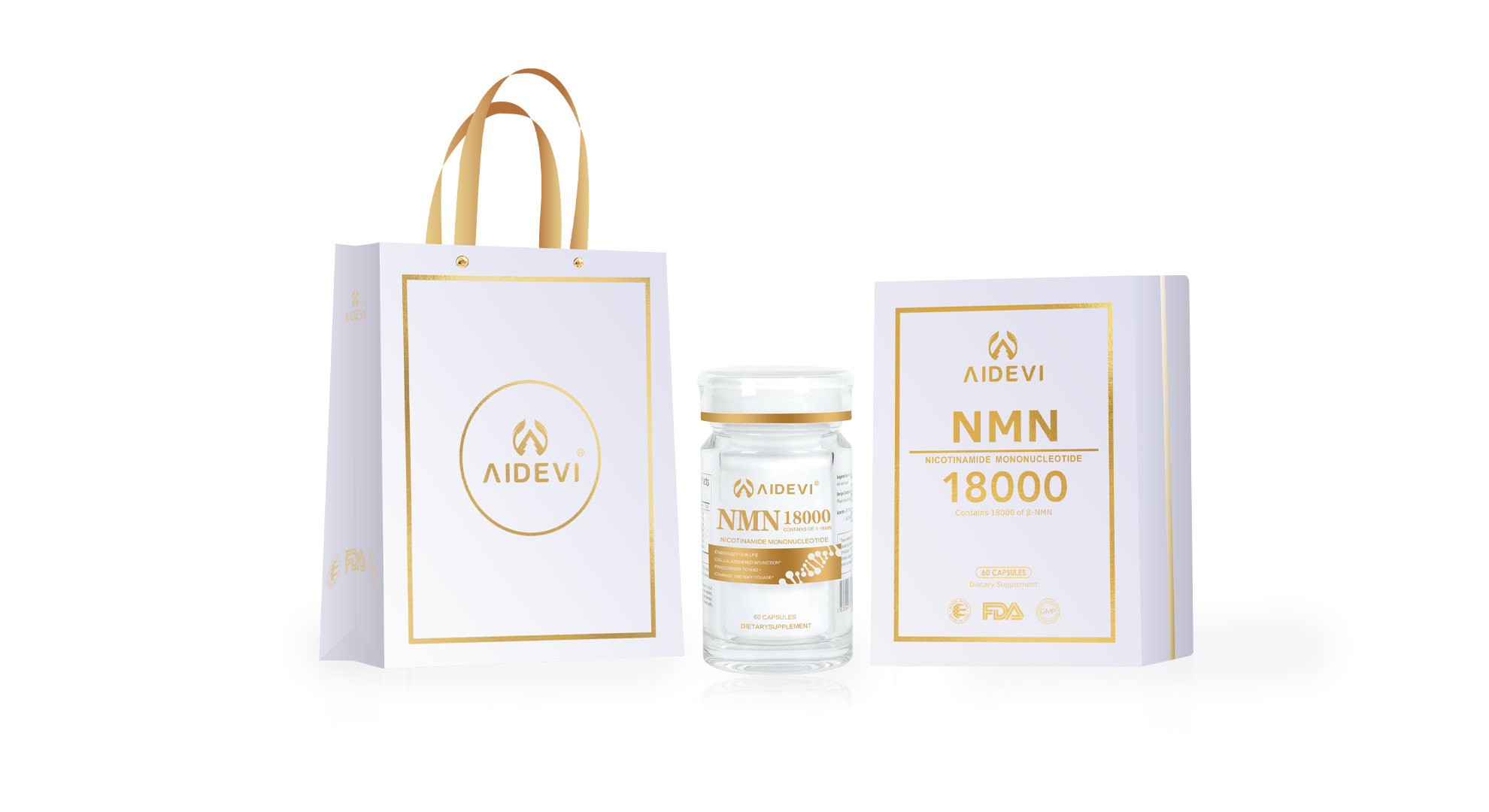 NMN18000 AIDEVI GIFT BOX  NMN. β-Nicotinamide Mononucleotide Made In USA-AIDEVI