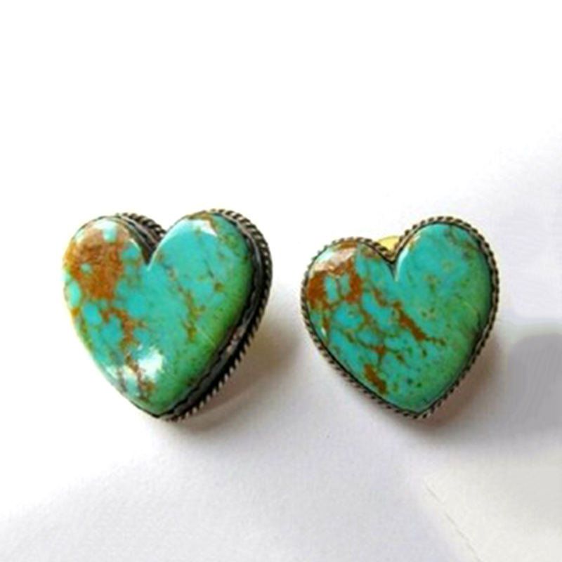 Bohemian Turquoise Heart Stud Earringswomenturquoise