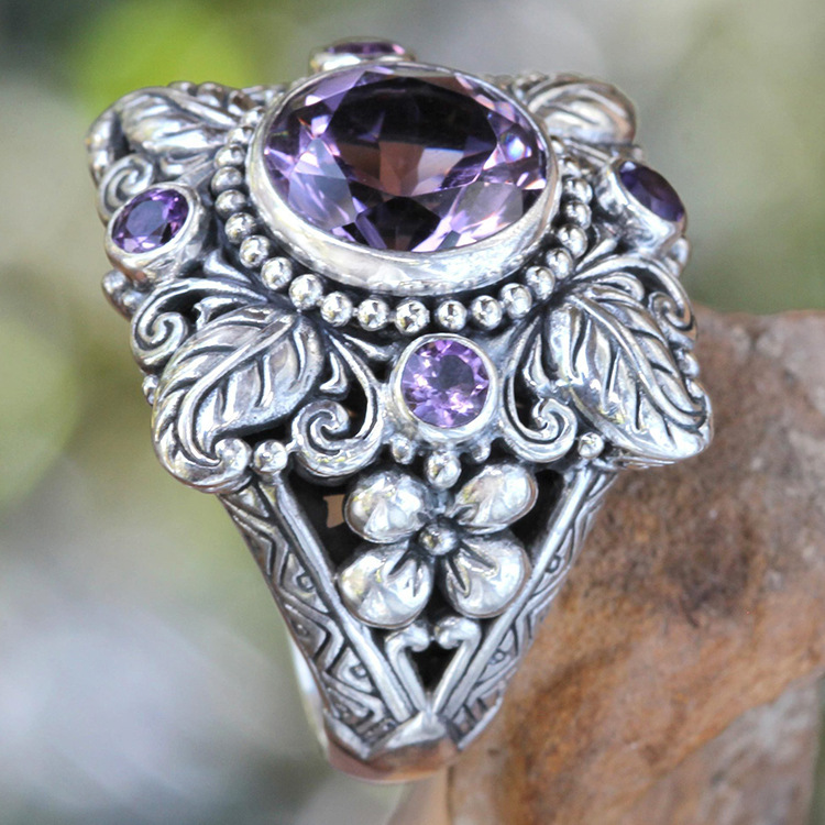 Boho Purple Crystal Ring-womenturquoise