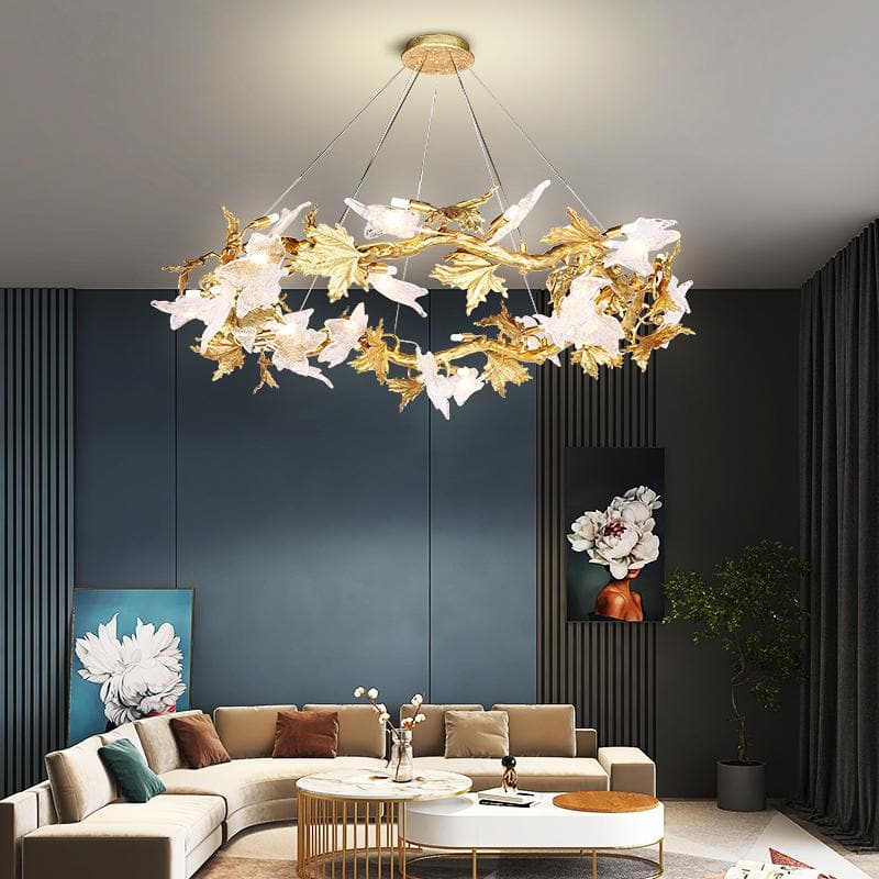 leaf and crystal chandelier