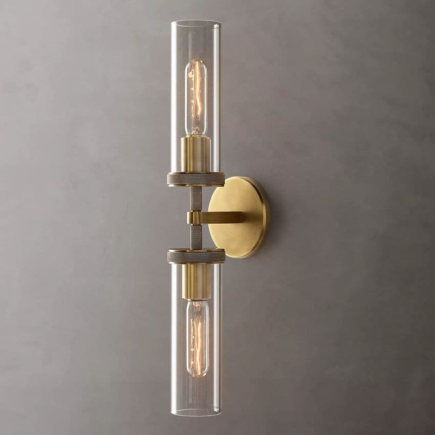 linear brass sconce