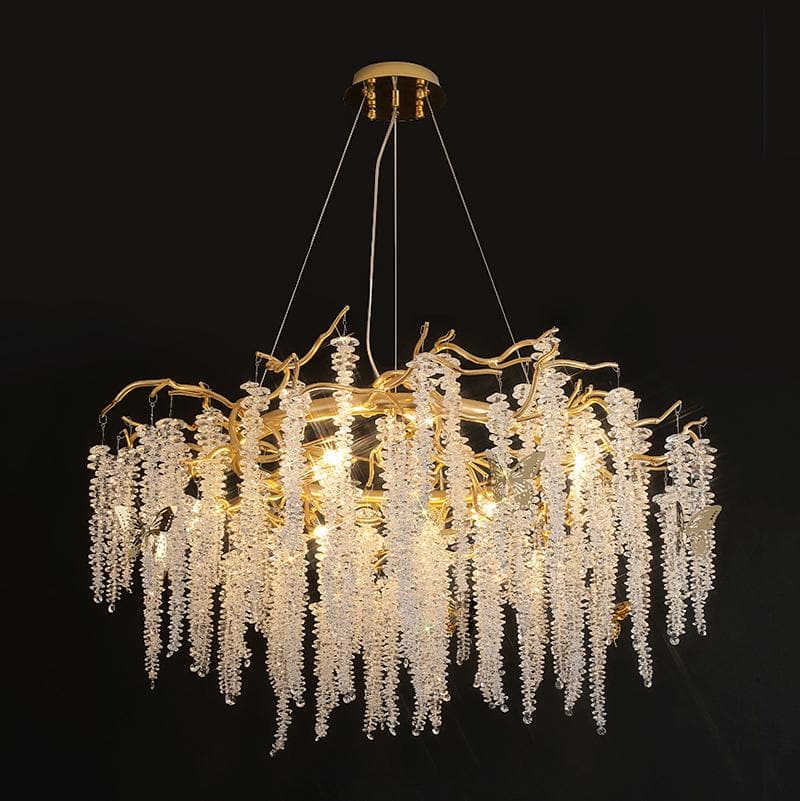 Branch Luxury Long Snowflake Crystal  Chandelier Gold