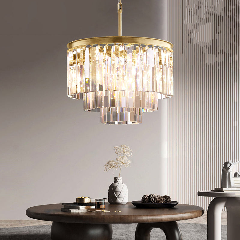 round tiered crystal chandelier