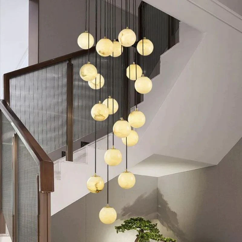 Theseus Alabaster Marble Global Wave Chandelier