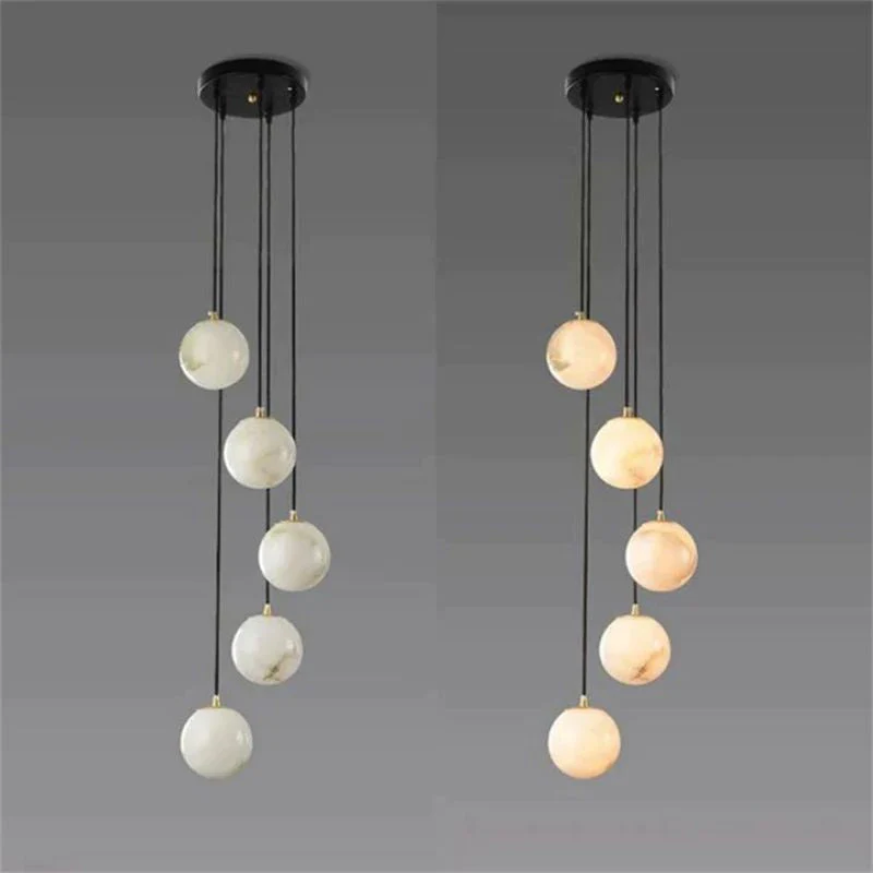Theseus Alabaster Marble Global Wave Chandelier