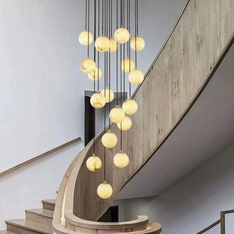 Theseus Alabaster Marble Global Wave Chandelier