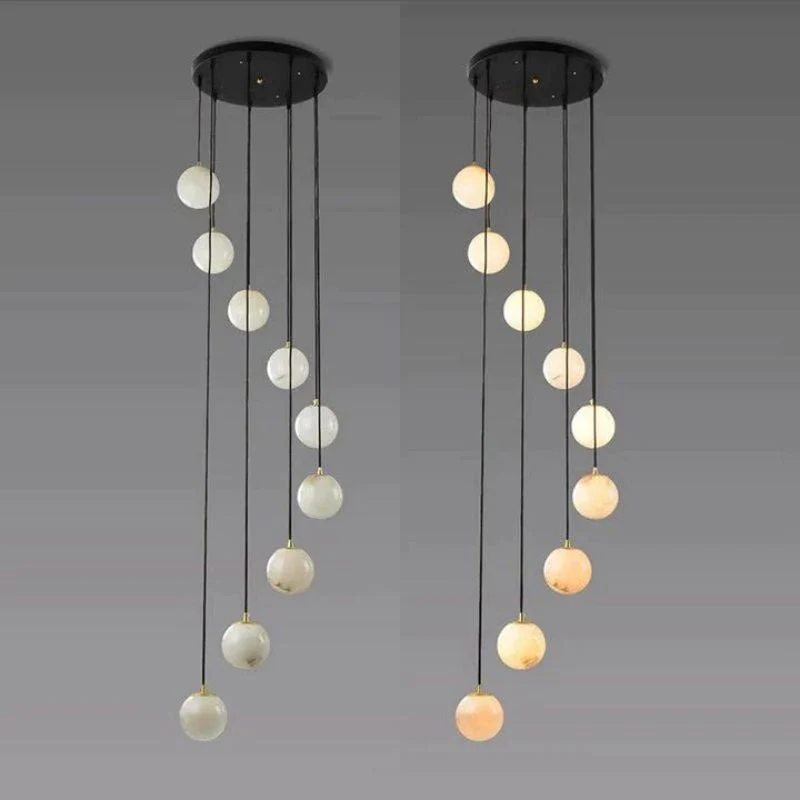Theseus Alabaster Marble Global Wave Chandelier