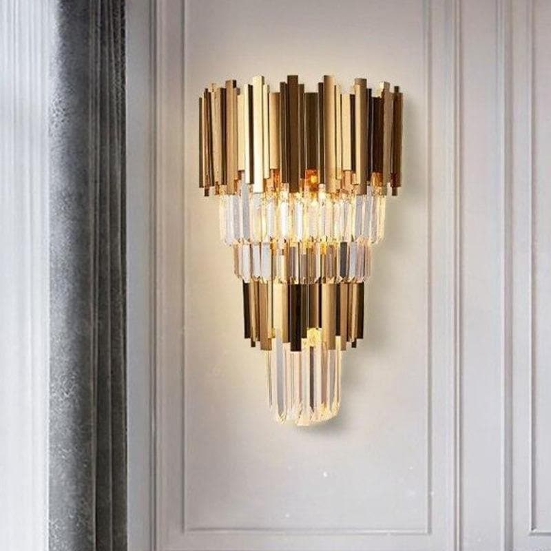 gold and crystal sconces