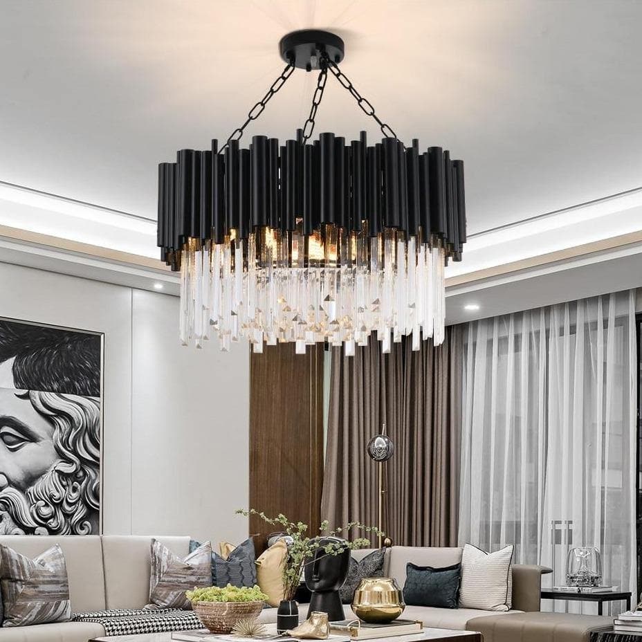 black round crystal chandelier